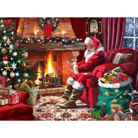 Santa claus sitting in the living room